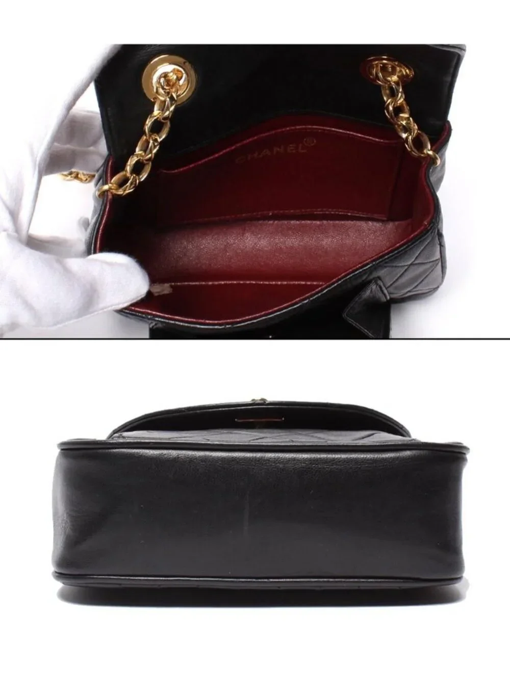 Chanel Chain Shoulder Bag Mini Quilted Gold Lambskin - Picture 3 of 10